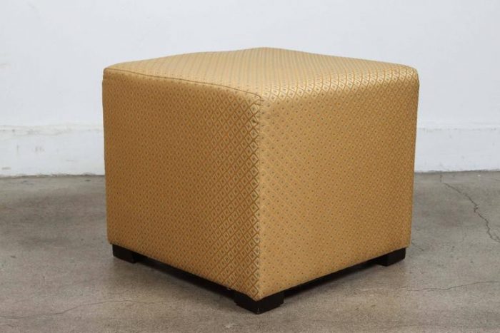 Pair of Gold Square Upholstery Ottomans, Poufs2