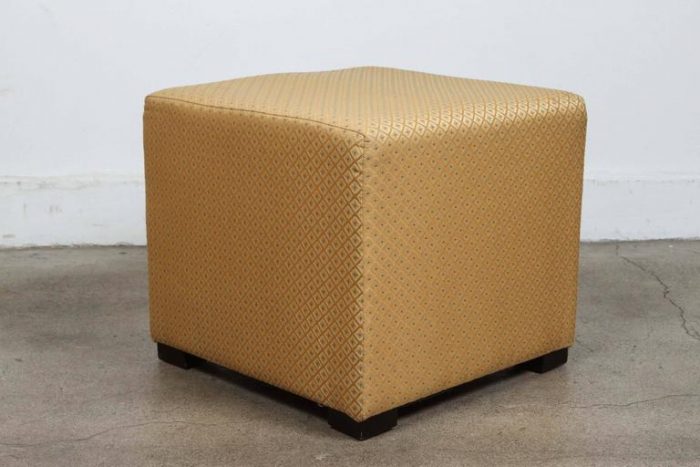 Pair of Gold Square Upholstery Ottomans, Poufs